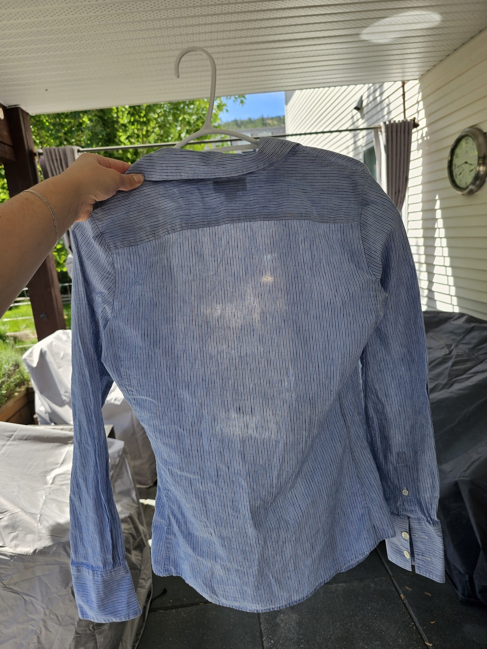 Façonnable Linen Blue Stripe Button-Up Shirt - Picture 2 of 10